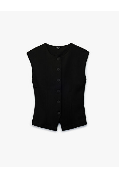 Koton Γιλέκο με κουμπιά εφαρμοστό με λαιμόκοψη