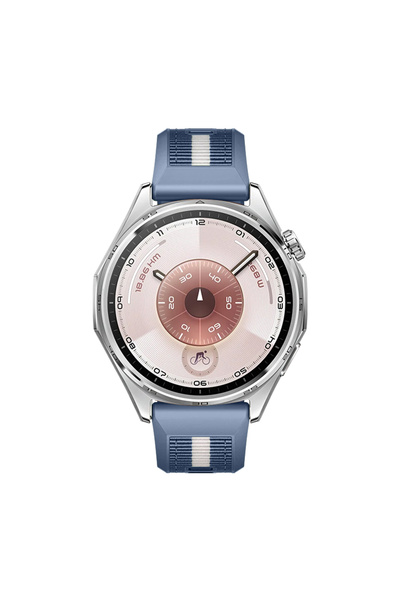 Sneezy Sportstripe Mesh Pattern Metal Buckle Silicone Smart Watch Band Compatible with Huawei Watch Gt6 46mm