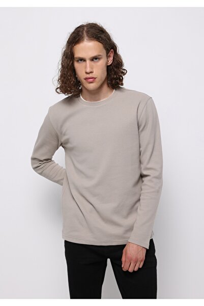 Colin's Regular Fit Round Neck Jacquard Men's Brown Long Sleeve T-Shirt