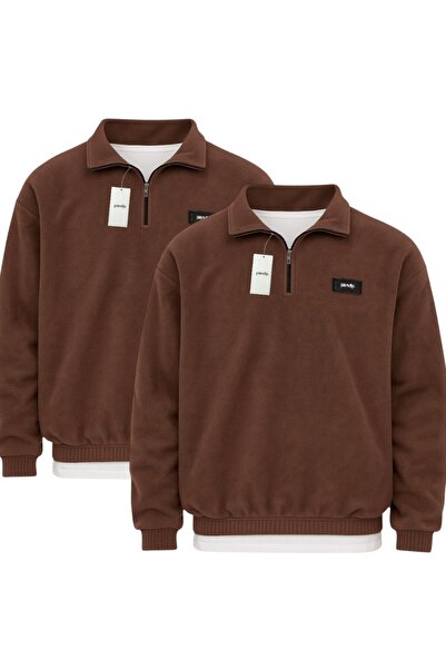 pandy 2-Pack Unisex Standard Fit Comfortable Cut Anti-Pilling Cold-Proof Fleece Sweatshirt