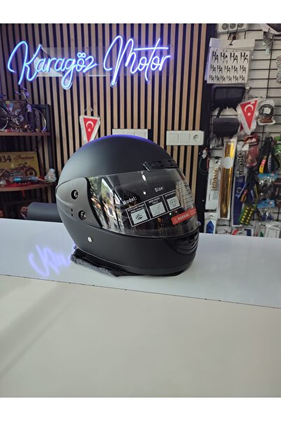 karagöz motor Tam kapalı sökülüp takılan deri boyunluklu kask siyah