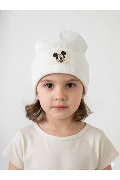 Neva Baby Boutique Beyaz Unisex Bebek & Çocuk Beresi Esnek Ribana Miki Mouse ...