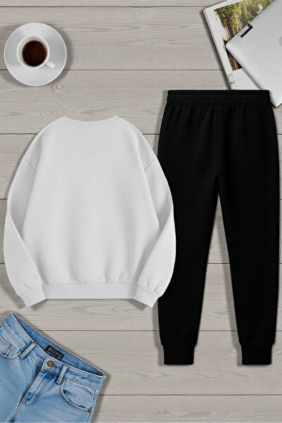 uyguntarz Unisex the Weekend Design Printed Crew Neck Sweatshirt - 2-Piece Tracksuit Set