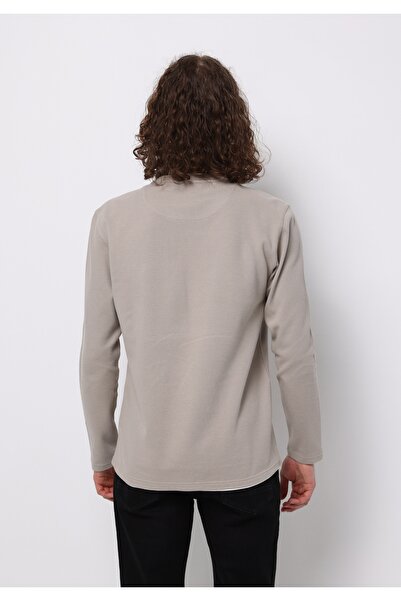 Colin's Regular Fit Round Neck Jacquard Men's Brown Long Sleeve T-Shirt