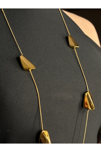 lotusbybuket قلادة ذهبية طويلة بسلسلة فولاذية