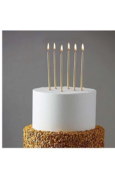 Generic مجموعة شموع عيد ميلاد غير معطرة مكونة من 6 قطع مع حامل