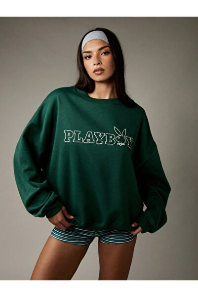 Revasser سويت شيرت قطني بياقة دائرية للجنسين من PLAYBOY مكون من مطبوع ألوان و...