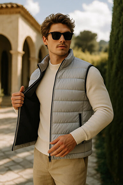 comstar Men's Winter Premium Trend Zippered Gray Puffer Vest