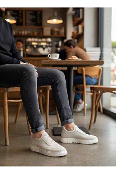 BPM Ba0911 Special Knitted Knitwear Leather Powder Detailed Beige Casual Sports Shoes