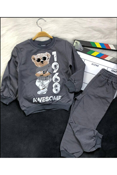 Lupita 3-6 Years Old Teddy Bear Printed Cotton Crew Neck Children's Tracksuit Set |   Transitional