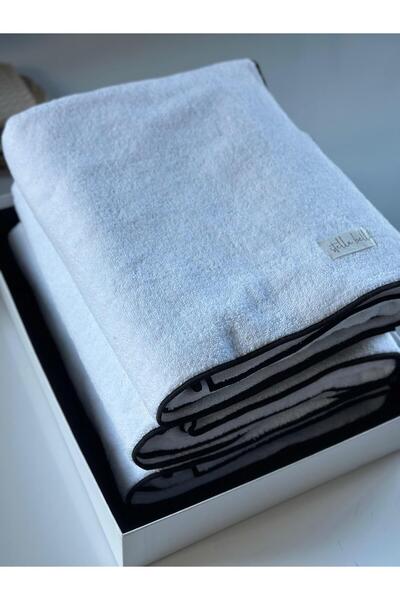 Stella Belli 100% Cotton 90 X 150 cm Bath Towel | Hotel | Soura | Edge Black Special Embroidered