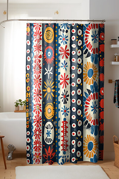 Moud's Κουρτίνα μπάνιου, Πολύχρωμη κουρτίνα μπάνιου με μοτίβο παλιών λουλουδι...