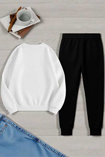 uyguntarz Unisex the Weekend Design Printed Crew Neck Sweatshirt - 2-Piece Tracksuit Set