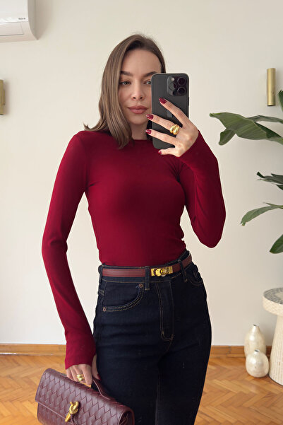 MAGARDE Μακρυμάνικο κορμάκι με θηλιές για τα δάχτυλα - ΚΟΚΚΙΝΟ