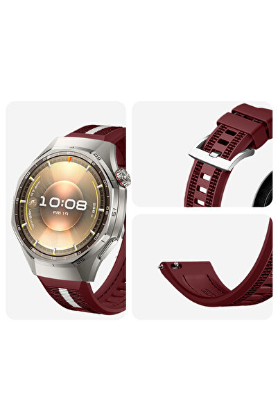 Sneezy Sportstripe Mesh Pattern Silicone Smart Watch Band with Metal Buckle Compatible with Huawei Watch Gt6 Pro 46mm