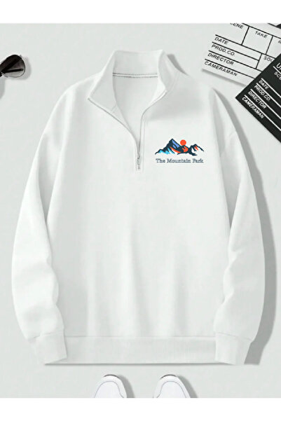 Revasser Unisex Men/Women Moun Special Printed Color Mock Neck Half Zipper Co...