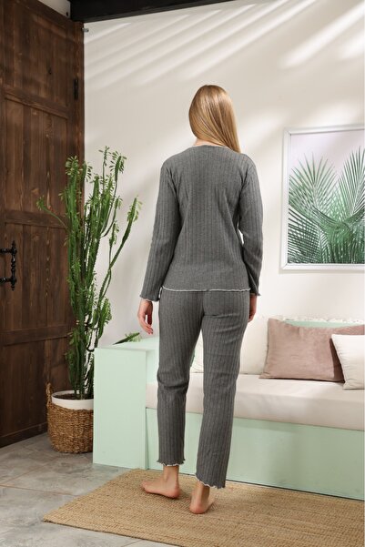 LİLA İÇ GİYİM Reported Interlock Long Sleeve Pajama Set