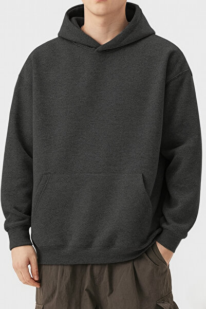 FABRACH Unisex Basic Gri Melanj Sweatshirt