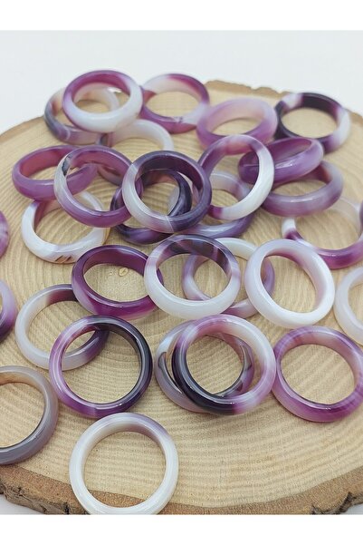 Yasamtohumu Agate Stone Ring – Purple with White Speckles – 6mm Thickness (59954)