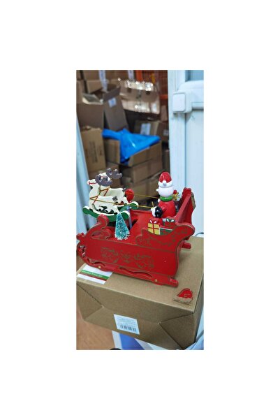 Flippy Decorated musical box - Santa's sleigh, red wooden, 16 x 18.5 cm (Indoor) - - Resealed