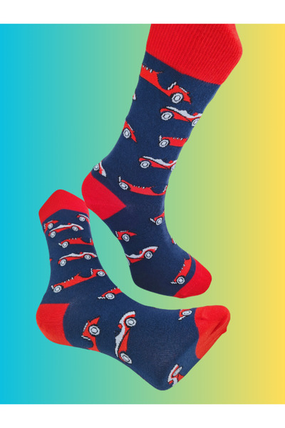 Shuttle Park Special Series Happy Colorful Car Patterned Car Socks Fun Comfortable Stylish Design Style Socks