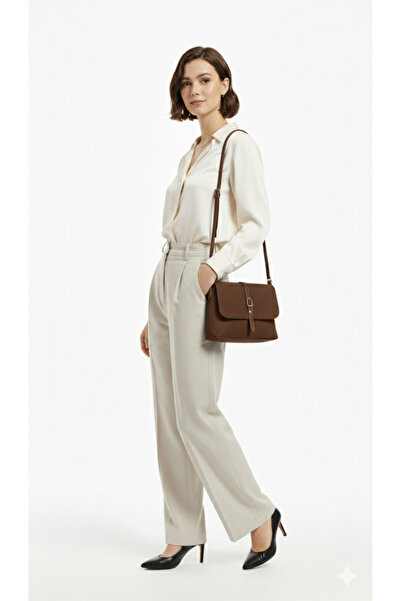 Luvenis Brown Nubuck Stylish Women's Shoulder Bag with Adjustable Strap