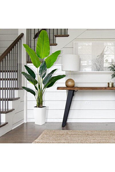 MirageBotanics 5.2ft Artificial Banana Plant Faux Bird of Paradise with UV Planter