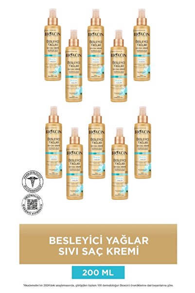 Bioxcin Nourishing Oils Liquid Conditioner 200 Ml-Sulfate-Free Dry and Damaged Hair Anti-Hair Loss 10-Pack