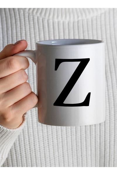 LOWHA 11 oz Ceramic Mug with Letter Z Design on Both Sides