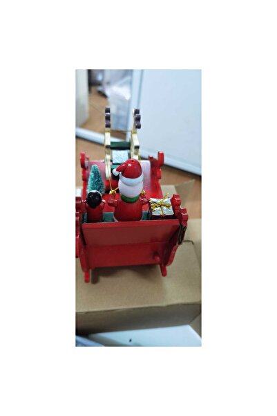 Flippy Decorated musical box - Santa's sleigh, red wooden, 16 x 18.5 cm (Indoor) - - Resealed