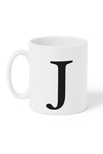 LOWHA 11 oz Ceramic Mug with Letter J Design on Both Sides