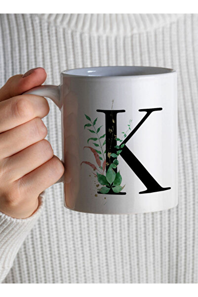 LOWHA 11 oz Ceramic Mug with Letter K Design on Both Sides