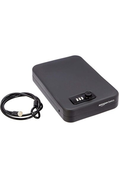 Amazon basics Portable Security Lock Box Safe with Combination Lock for Documents and Jewelry, XL, B