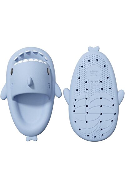 Flippy Shark-style Unisex EVA Foam Slippers, Thick Non-Slip Sole, Size 38-39, Light Blue