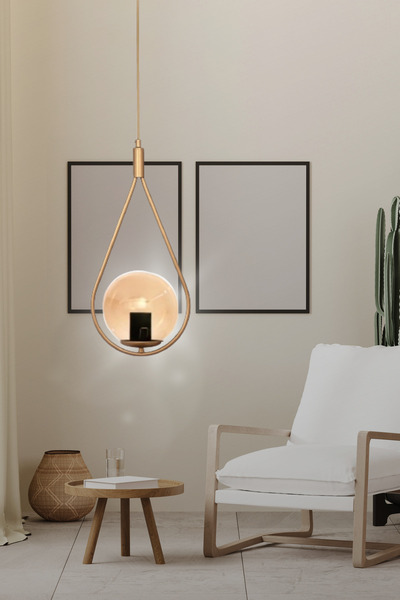 aydın home light Venüs Tekli Glop Camlı Avize Oturma Odası, Salon, Mutfak, Ho...