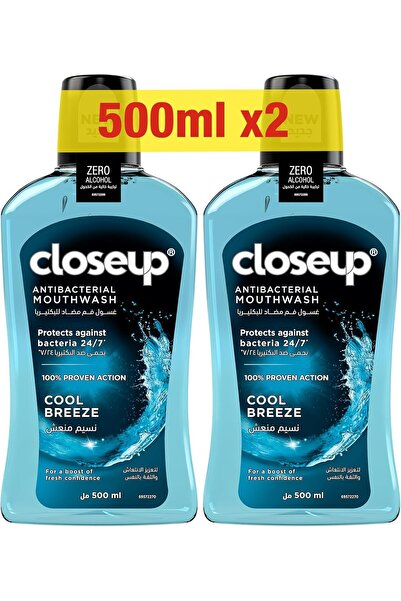 Closeup Close Up Antibacterial Mouthwash, Cool Breeze, 2 x 500 ml
