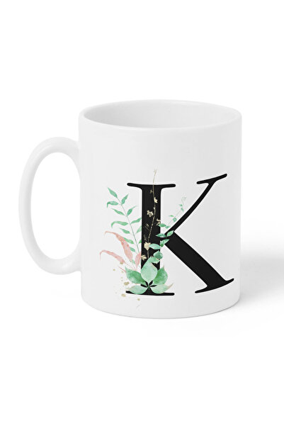 LOWHA 11 oz Ceramic Mug with Letter K Design on Both Sides