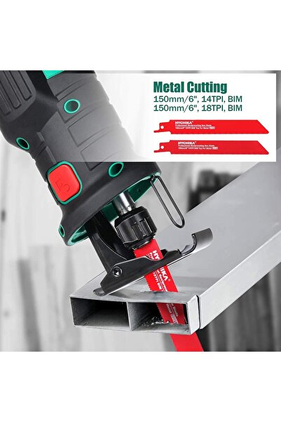 HYCHIKA 18V Cordless Brushless Reciprocating Saw, 0-2800SPM, 2x2000mAh Batteries, 2 Blades, Fast Cha