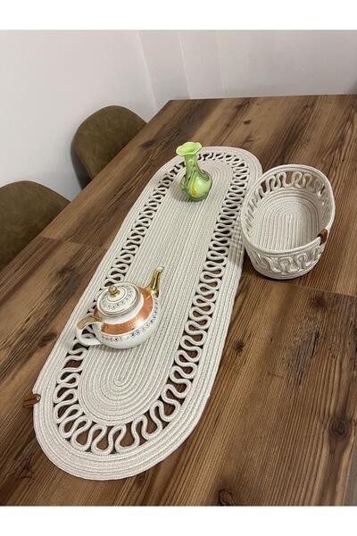 eftlyhome Runner Basket Set, Jute, Wicker, American Service, Cutlery Set, Plate Coaster, Presentation, Bread Basket
