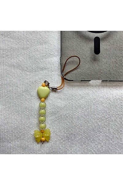 MODA MANANI Sarı Desenlerle Oluşan Zarif Telefon Charmı, Telefon Askı, Çanta ...