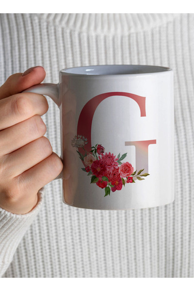 LOWHA 11 oz Ceramic Mug with Letter G Design on Both Sides