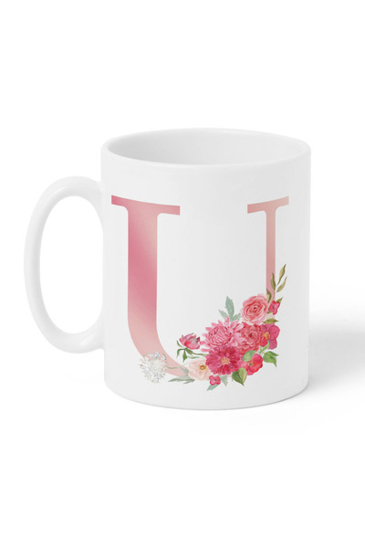 LOWHA كوب سيراميك سعة 11 أونصة بتصميم حرف U على كلا الجانبين