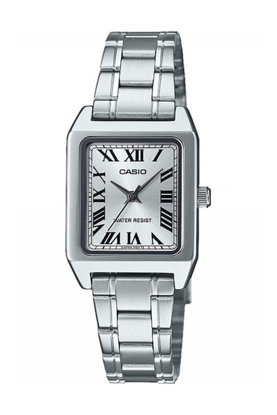 Casio stainless steel watch with rectangular case, Silver