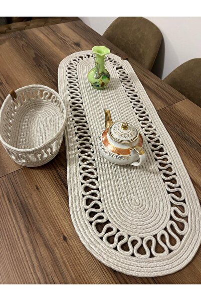 eftlyhome Runner Basket Set, Jute, Wicker, American Service, Cutlery Set, Plate Coaster, Presentation, Bread Basket