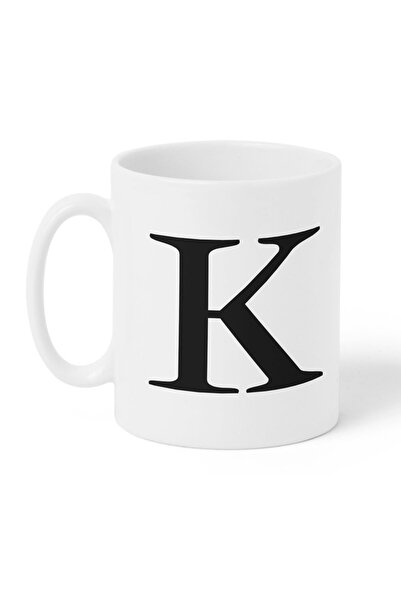 LOWHA كوب سيراميك سعة 11 أونصة بتصميم حرف K على كلا الجانبين