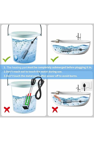 AZONEE سخان مياه غاطس بقوة 2500 واط - من الفولاذ المقاوم للصدأ، محمول للدلاء ...