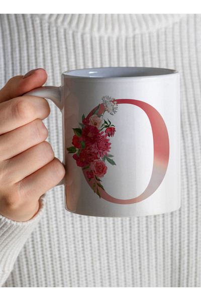 LOWHA 11 oz Ceramic Mug with Letter O Design on Both Sides
