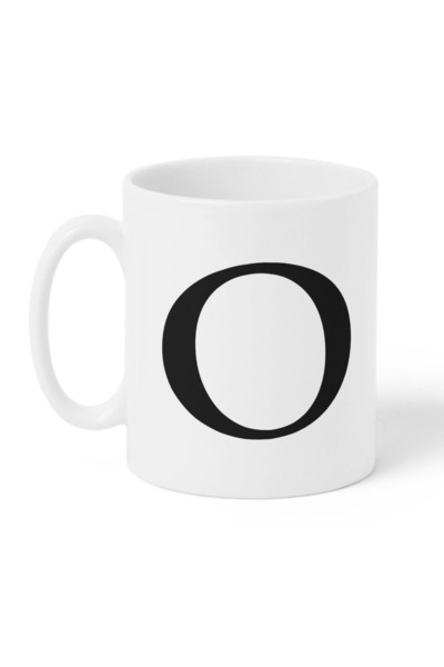 LOWHA كوب سيراميك سعة 11 أونصة بتصميم حرف O على كلا الجانبين
