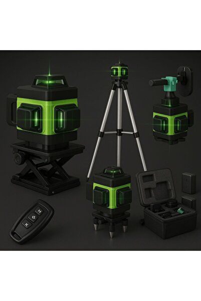 OEM Professional 4D Laser Level – 16 Lines, Self-Leveling, USB, 2 Batteries, Adjustable Stand 1.2 m