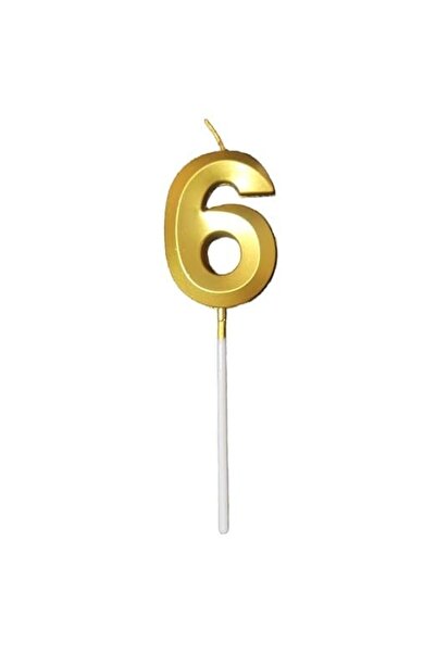 Teo Lumanare Cifra 6, , Model Diamond, 5 x 3.4 cm, Auriu